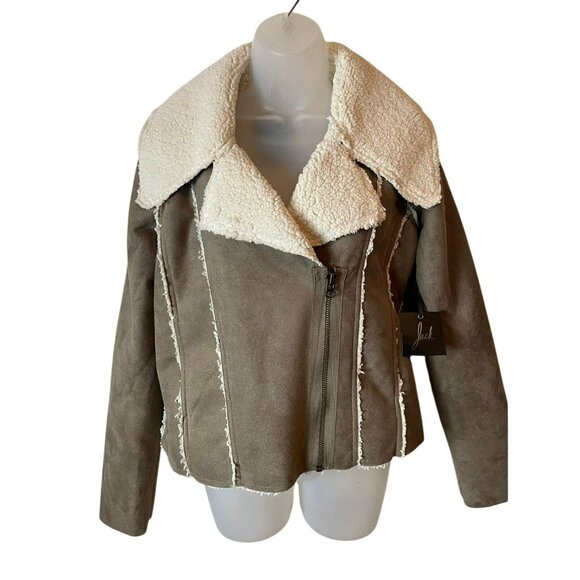 NWT Ladies Jack Faux Leather Sherpa Lined Jacket Size Medium - Picture 2 of 11
